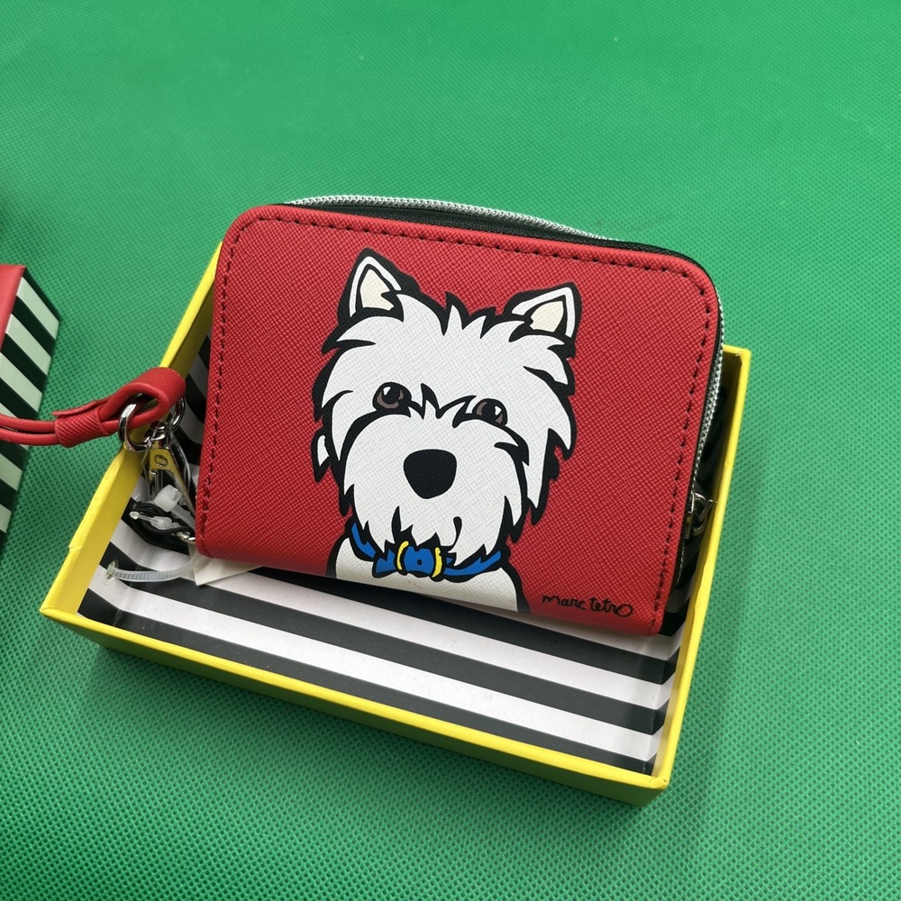 Marc Tetro Westie Red Wallet With‎ Wristlet Strap NWT In Original Box